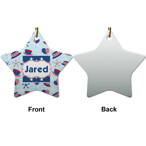 Patriotic Celebration Ceramic Flat Ornament - Star Front & Back (APPROVAL)