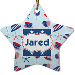 Patriotic Celebration Star Ceramic Ornament w/ Name or Text
