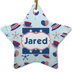 Patriotic Celebration Star Ceramic Ornament w/ Name or Text