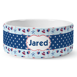 Patriotic Celebration Ceramic Dog Bowl - Large (Personalized)