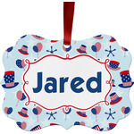 Patriotic Celebration Metal Frame Ornament - Double Sided w/ Name or Text