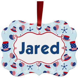 Patriotic Celebration Metal Frame Ornament - Double Sided w/ Name or Text