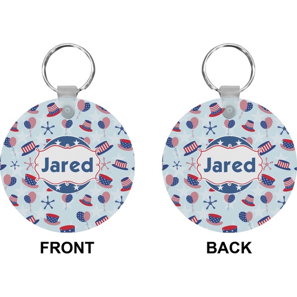 Patriotic Celebration Circle Keychain (Front + Back)