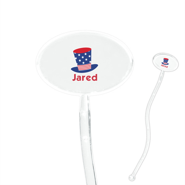 Custom Patriotic Celebration 7" Oval Plastic Stir Sticks - Clear (Personalized)