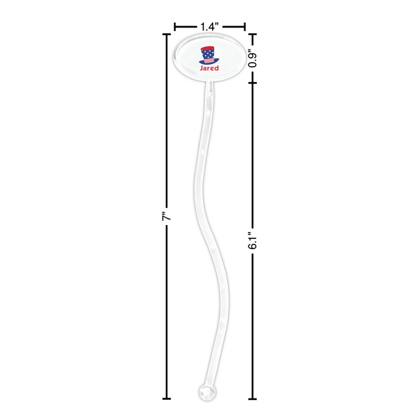 Patriotic Celebration Clear Plastic 7" Stir Stick - Oval - Dimensions