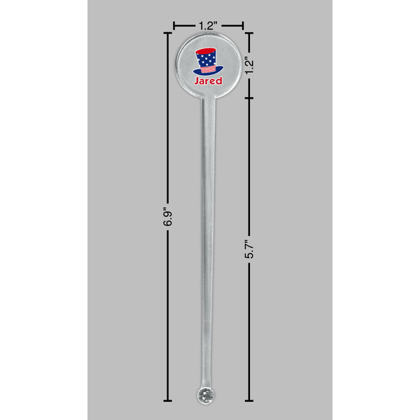 Patriotic Celebration Clear Plastic 7" Stir Stick - Round - Dimensions