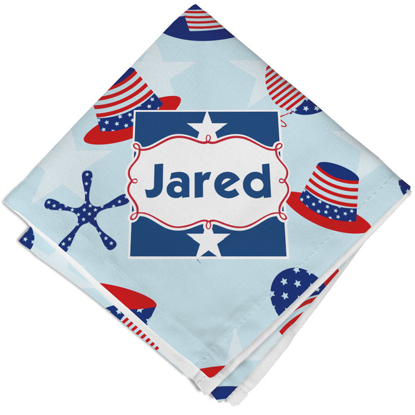 Custom Patriotic Celebration Cloth Cocktail Napkin - Single w/ Name or Text