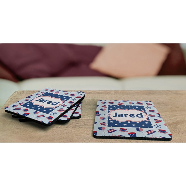 Patriotic Celebration Coaster Rubber Back - On Coffee Table