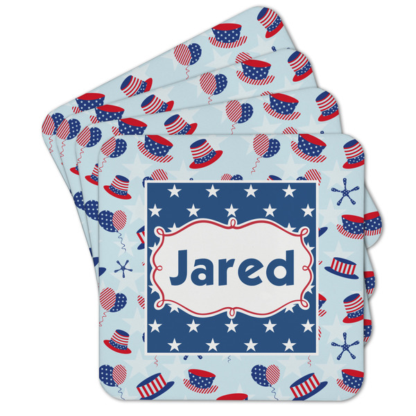 Custom Patriotic Celebration Cork Coaster - Set of 4 w/ Name or Text