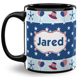 Patriotic Celebration 11 Oz Coffee Mug - Black (Personalized)