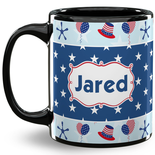 Custom Patriotic Celebration 11 Oz Coffee Mug - Black (Personalized)