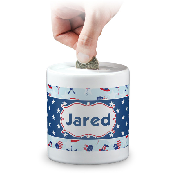 Custom Patriotic Celebration Coin Bank (Personalized)