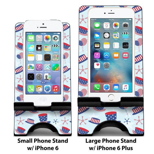 Patriotic Celebration Compare Phone Stand Sizes - with iPhones