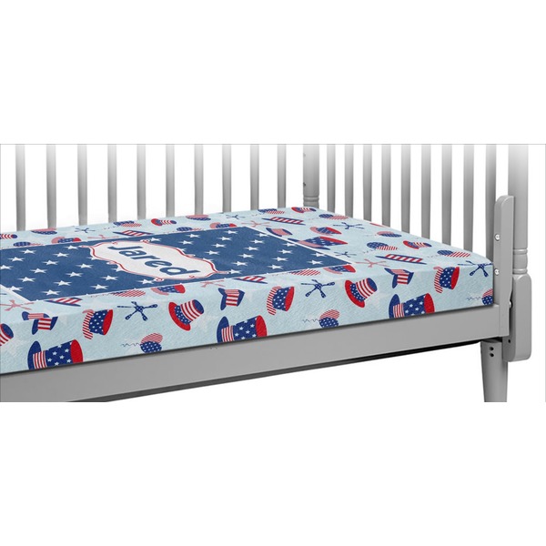 Custom Patriotic Celebration Crib Fitted Sheet (Personalized)