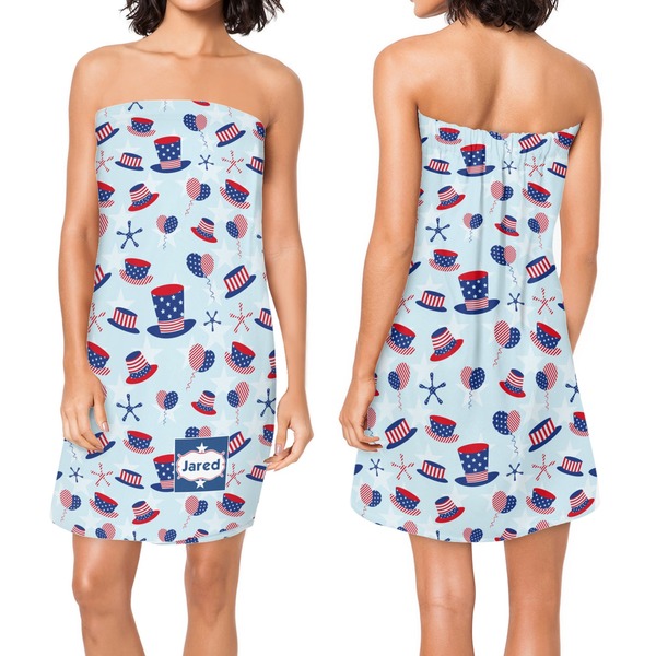 Patriotic Celebration Custom Bath Wrap - Front & Back View