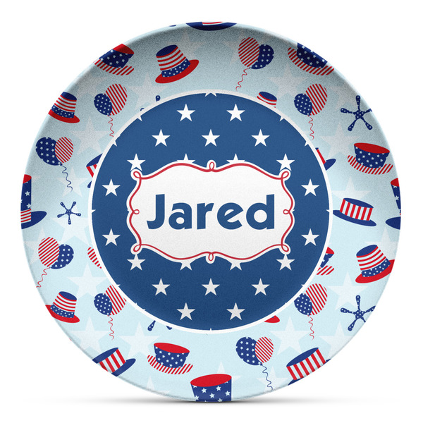 Custom Patriotic Celebration Microwave Safe Plastic Plate - Composite Polymer (Personalized)