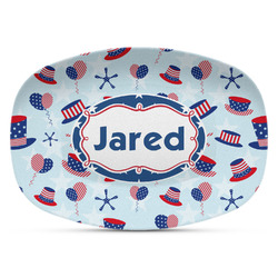 Patriotic Celebration Plastic Platter - Microwave & Oven Safe Composite Polymer (Personalized)