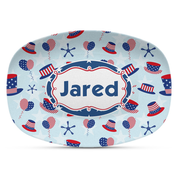 Custom Patriotic Celebration Plastic Platter - Microwave & Oven Safe Composite Polymer (Personalized)