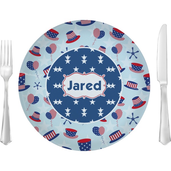 Custom Patriotic Celebration 10" Glass Lunch / Dinner Plates - Single or Set (Personalized)