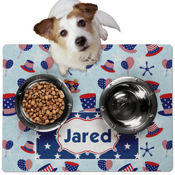 Patriotic Celebration Dog Food Mat - Medium w/ Name or Text