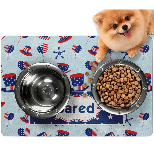 Custom Patriotic Celebration Dog Food Mat - Small w/ Name or Text