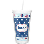 Patriotic Celebration Double Wall Tumbler with Straw (Personalized)