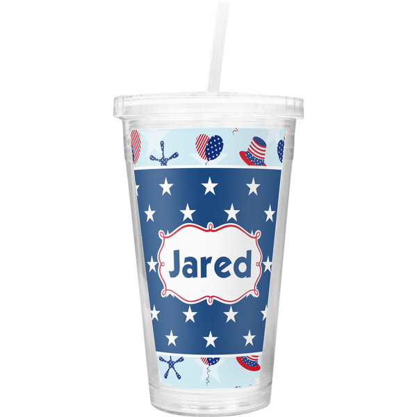 Custom Patriotic Celebration Double Wall Tumbler with Straw (Personalized)