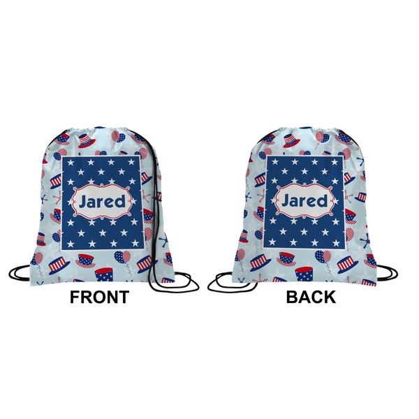 Patriotic Celebration Drawstring Backpack Front & Back Medium