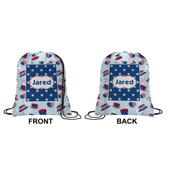 Patriotic Celebration Drawstring Backpack Front & Back Small