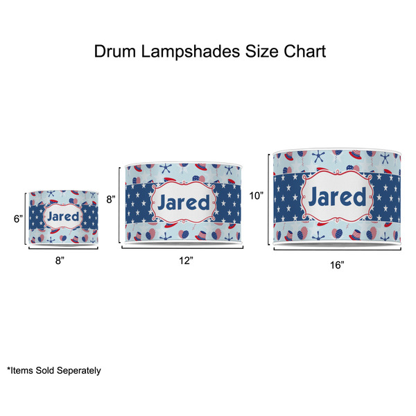 Patriotic Celebration Drum Lampshades - Sizing Chart
