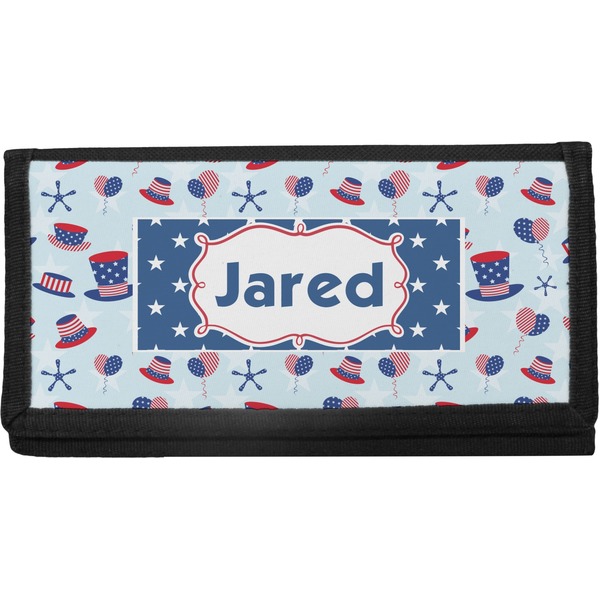 Custom Patriotic Celebration Canvas Checkbook Cover (Personalized)