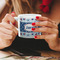 Patriotic Celebration Espresso Cup - 6oz (Double Shot) LIFESTYLE (Woman hands cropped)