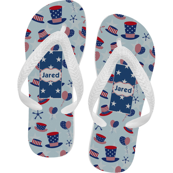 Custom Patriotic Celebration Flip Flops - Large (Personalized)