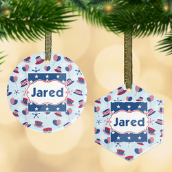 Patriotic Celebration Flat Glass Ornament w/ Name or Text