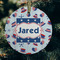 Patriotic Celebration Frosted Glass Ornament - Round (Lifestyle)