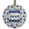 Patriotic Celebration Flat Glass Ornament - Round w/ Name or Text