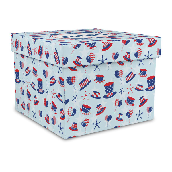 Custom Patriotic Celebration Gift Box with Lid - Canvas Wrapped - Large (Personalized)