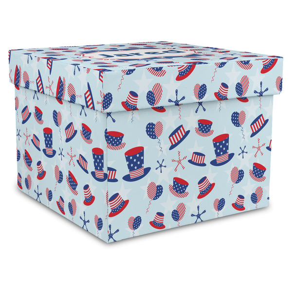 Custom Patriotic Celebration Gift Box with Lid - Canvas Wrapped - XX-Large (Personalized)
