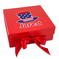 Patriotic Celebration Gift Box with Magnetic Lid - Red (Personalized)