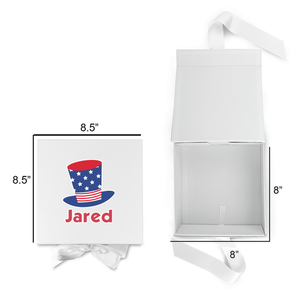 Patriotic Celebration Gift Boxes with Magnetic Lid - White - Open & Closed