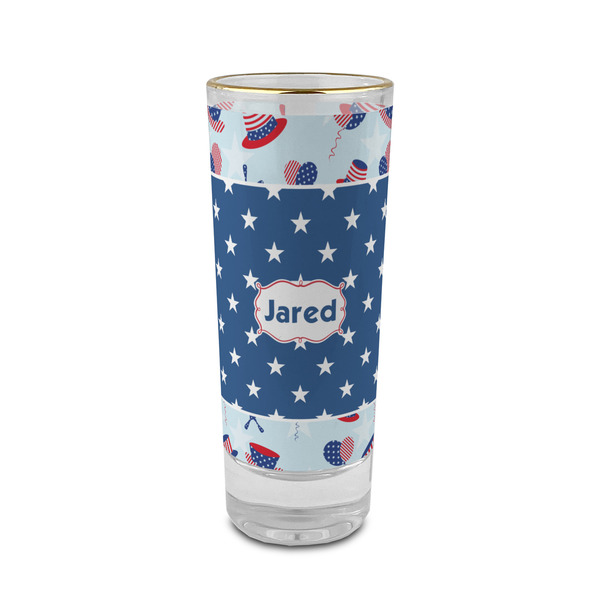 Custom Patriotic Celebration 2 oz Shot Glass -  Glass with Gold Rim - Set of 4 (Personalized)