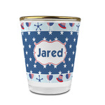Patriotic Celebration Glass Shot Glass - 1.5 oz - with Gold Rim - Set of 4 (Personalized)