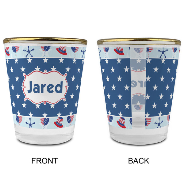 Patriotic Celebration Glass Shot Glass - with gold rim - APPROVAL