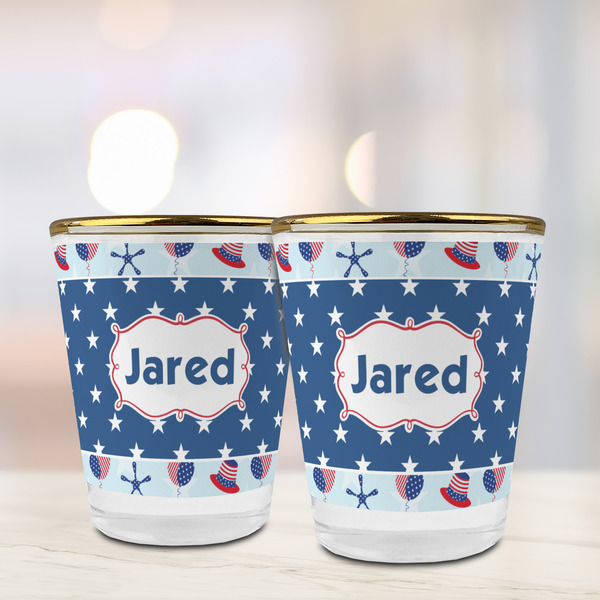 Patriotic Celebration Glass Shot Glass - with gold rim - LIFESTYLE