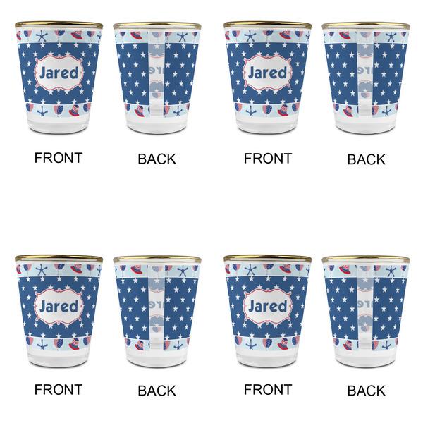 Patriotic Celebration Glass Shot Glass - with gold rim - Set of 4 - APPROVAL
