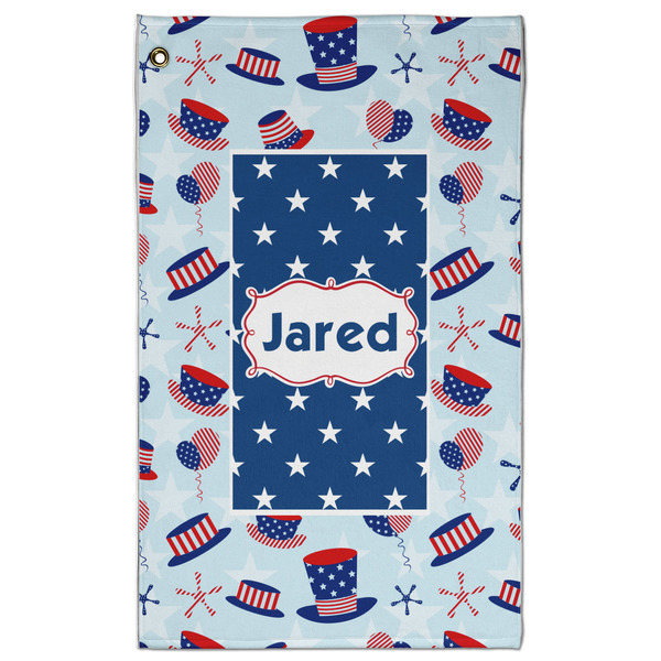 Custom Patriotic Celebration Golf Towel - Poly-Cotton Blend - Large w/ Name or Text