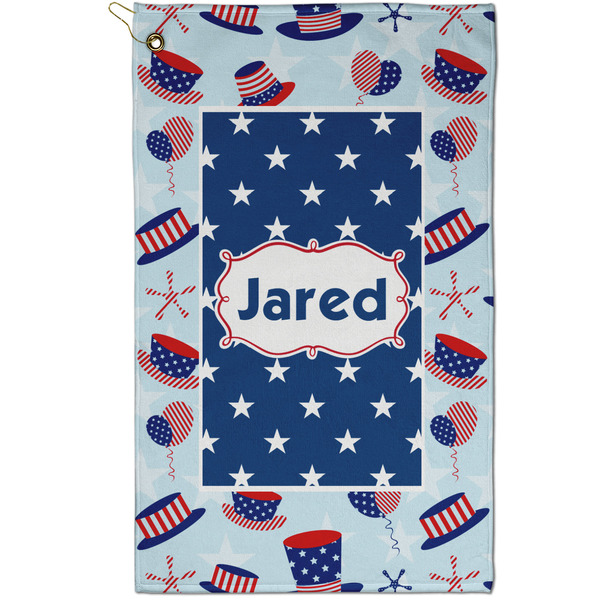 Custom Patriotic Celebration Golf Towel - Poly-Cotton Blend - Small w/ Name or Text