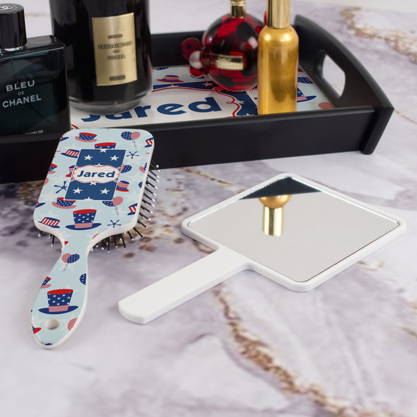 Patriotic Celebration Hair Brush - With Hand Mirror