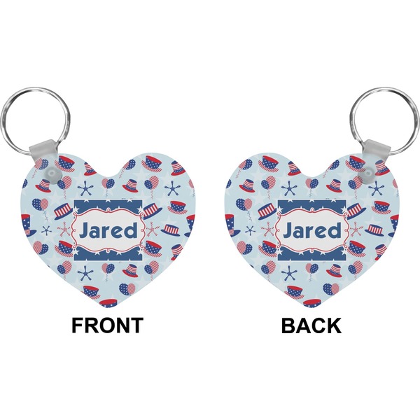Patriotic Celebration Heart Keychain (Front + Back)