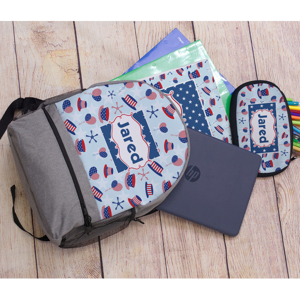 Patriotic Celebration Large Backpack - Gray - With Stuff
